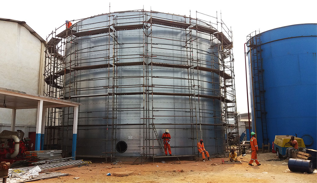 Tank Installation - using scaffolds